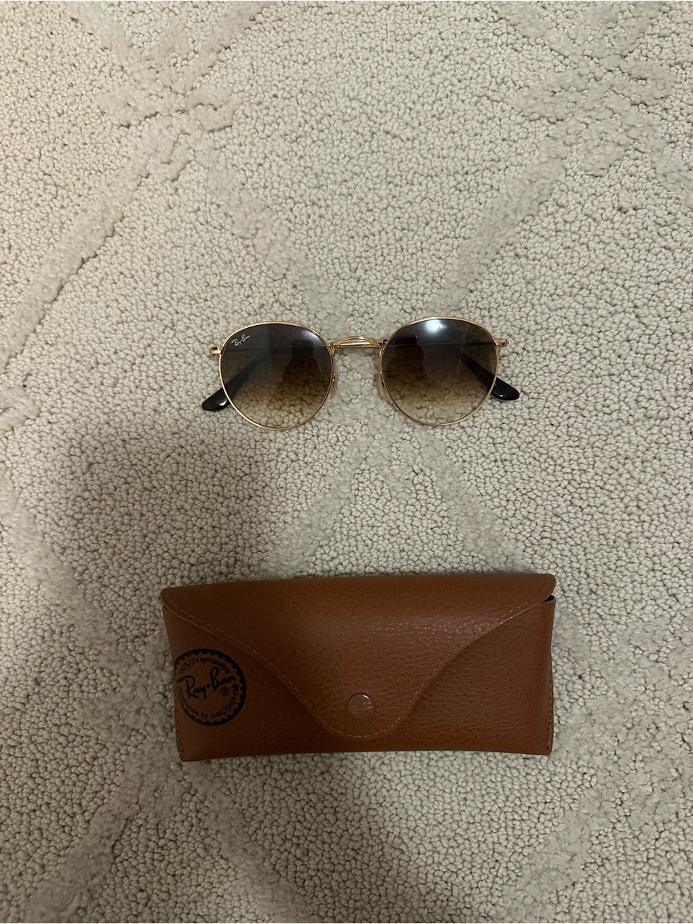 Ray-Ban Gold Frame Sunglasses with Brown Gradient Lenses